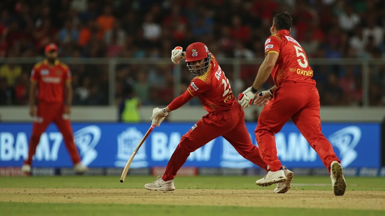 Close view of a cricket pitch with a batter set at the crease and fielders in catching positions, illustrating the tactical set-up for the new IPL 2026 season