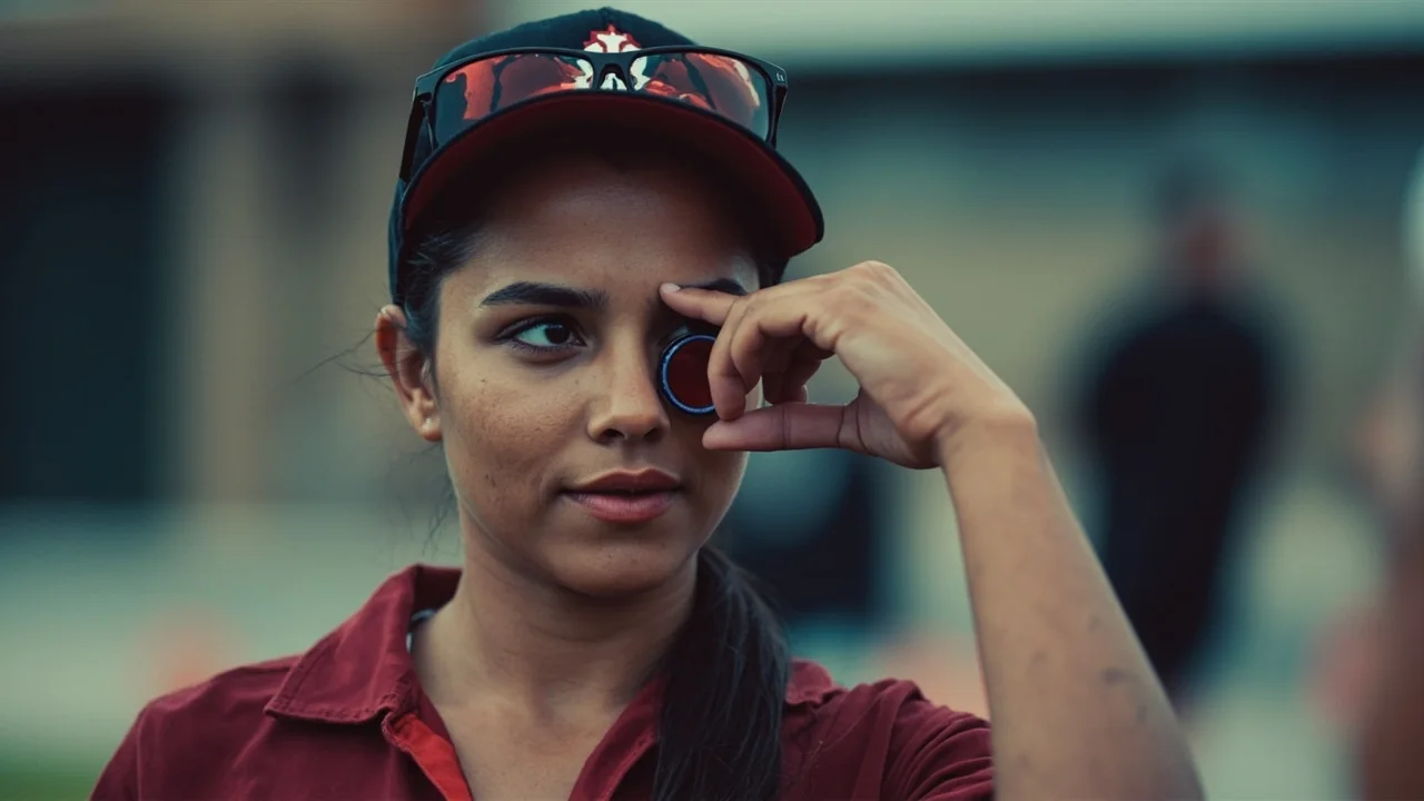 Cricketer in a side-on batting stance at the crease with the bat held high under evening light, framing the captain-and-vice-captain fantasy read for Match 25