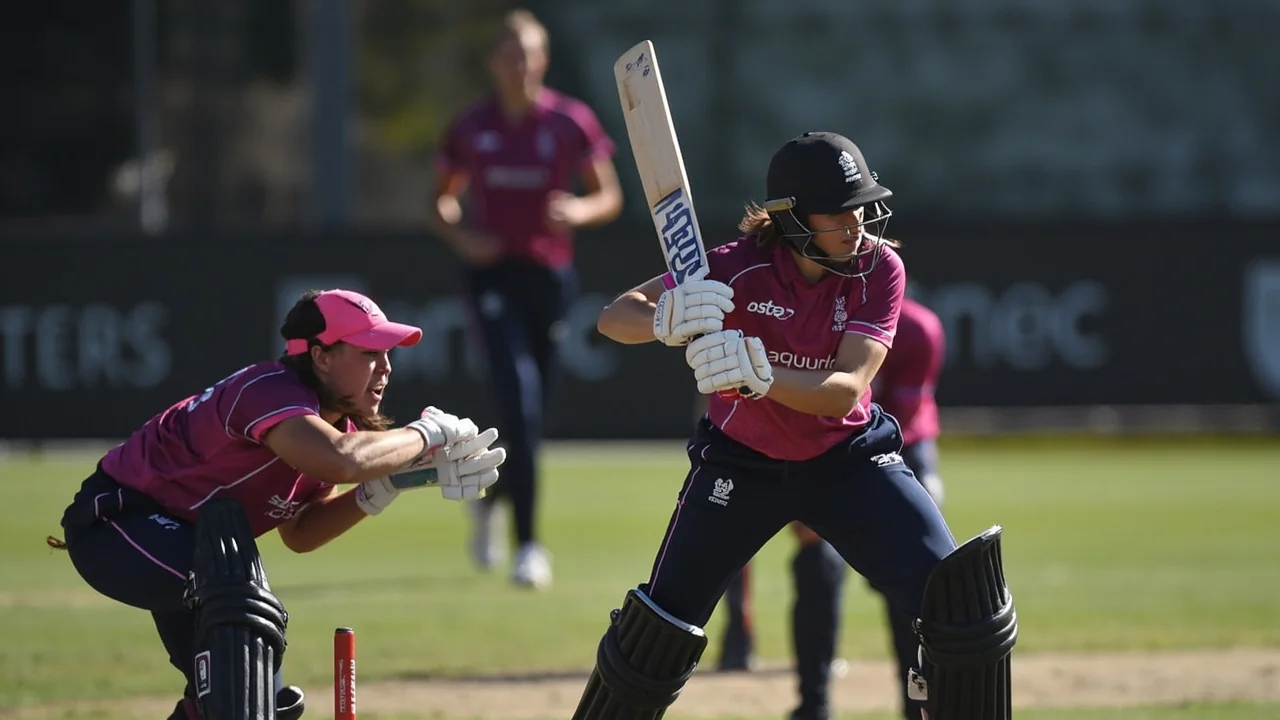 Tactical view of a cricket pitch with fielders in catching positions and a batter at the crease, the moment that decides a 100-ball fantasy XI